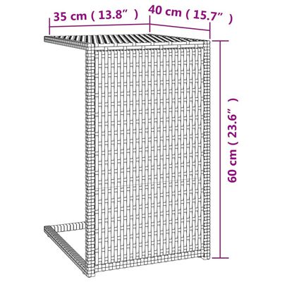 vidaXL C-muotoinen pöytä ruskea 40x35x60 cm polyrottinki