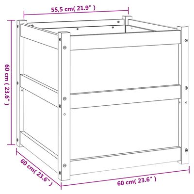 vidaXL Ulkokukkalaatikko vahanruskea 60x60x60 cm täysi mänty