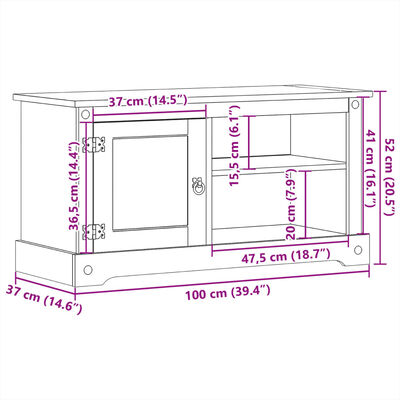 vidaXL TV-taso Corona 100x37x52 cm täysi mänty