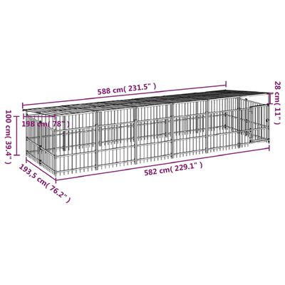 vidaXL Koiran ulkohäkki katoksella teräs 11,26 m²