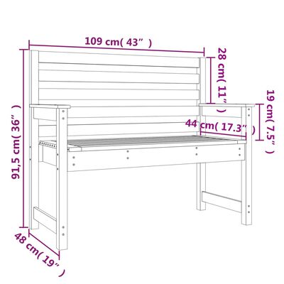 vidaXL Puutarhapenkki 109x48x91,5 cm täysi douglaskuusi