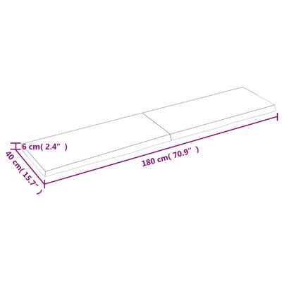 vidaXL Kylpyhuoneen työtaso t.ruskea 180x40x(2-6)cm käsitelty täyspuu