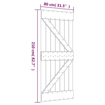 vidaXL Liukuovi asennustarvikkeineen 80x210 cm täysi mänty