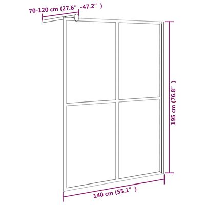 vidaXL Walk-in suihkuseinäke 145x195 cm tumma karkaistu lasi