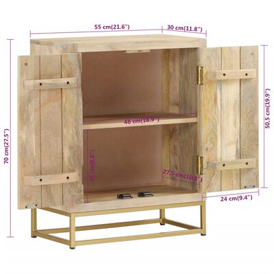 vidaXL Senkki 2 ovella 55x30x70 cm täysi mangopuu