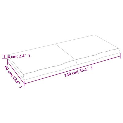 vidaXL Seinähylly tummanruskea 140x60x(2-6) cm käsitelty täystammi