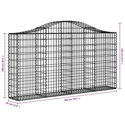 vidaXL Kaarevat kivikorit 7 kpl 200x30x100/120 cm galvanoitu rauta