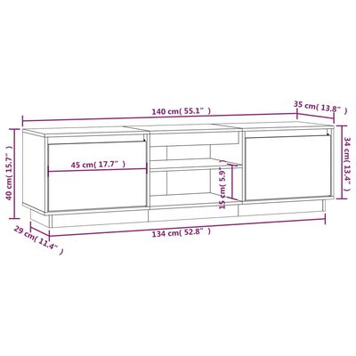 vidaXL TV-taso 140x35x40 cm täysi mänty