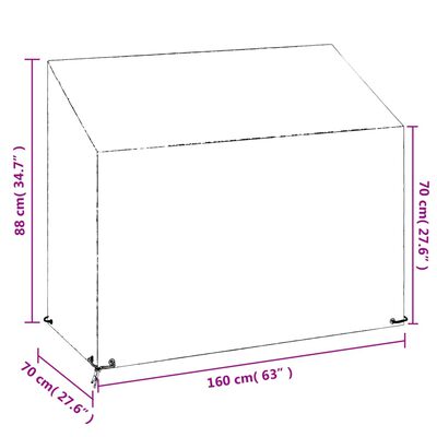 vidaXL Puutarhapenkkisuoja 8 purjerengasta 160x70x70/88 cm polyeteeni