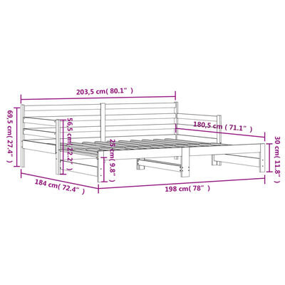 vidaXL Vuodesohva rullilla musta 90x200 cm täysi mänty