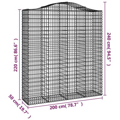 vidaXL Kaarevat kivikorit 6 kpl 200x50x220/240 cm galvanoitu rauta