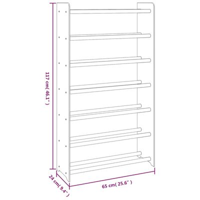 vidaXL Kenkäteline ruskea 65x24x117 cm tekninen puu