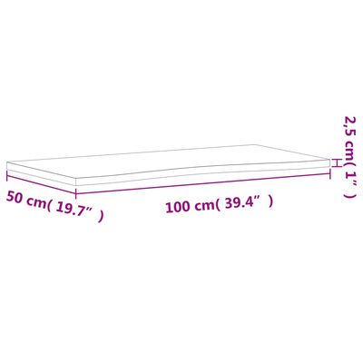 vidaXL Pöytälevy 100x(45-50)x2,5 cm täysi pyökki