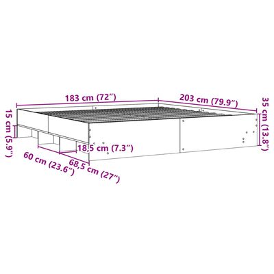 vidaXL Sängynrunko Sonoma tammi 180x200 cm tekninen puu