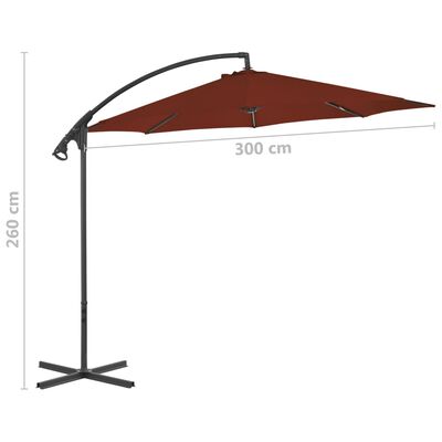 vidaXL Aurinkovarjo cantilever terästolpalla 300 cm terrakotta