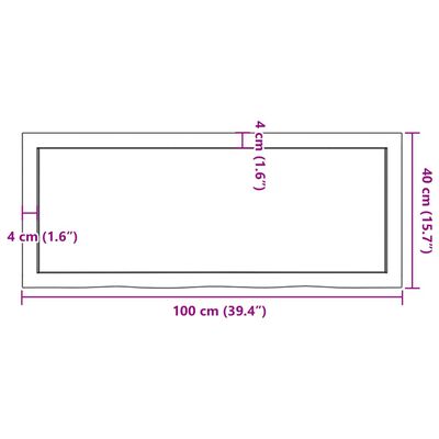 vidaXL Seinähylly tummanruskea 100x40x(2-6) cm käsitelty täystammi