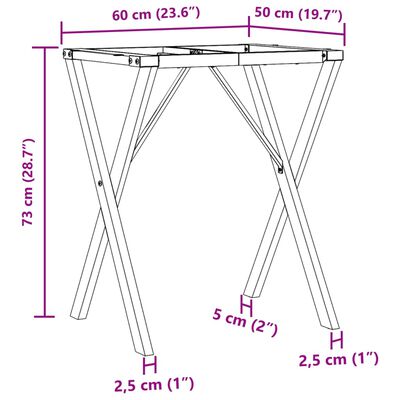 vidaXL Ruokapöydän jalat X-muoto 60x50x73 cm valurauta