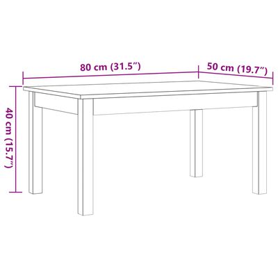 vidaXL Sohvapöytä vahanruskea 80x50x40 cm täysi mänty