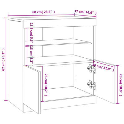 vidaXL Senkki LED-valoilla betoninharmaa 60x37x67 cm