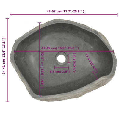 vidaXL Pesuallas jokikivi soikea (45-53)x(34-41) cm