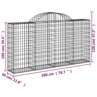 vidaXL Kaarevat kivikorit 25 kpl 200x30x100/120 cm galvanoitu rauta