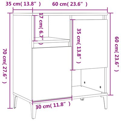 vidaXL Senkit 3 kpl betoninharmaa 60x35x70 cm tekninen puu