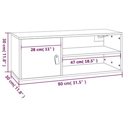 vidaXL Seinäkaapit 2 kpl harmaa 80x30x30 cm täysi mänty