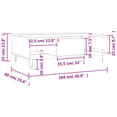 vidaXL Sohvapöytä ruskea tammi 104x60x35 cm tekninen puu