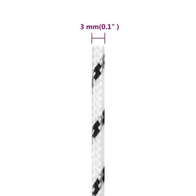 vidaXL Punottu veneköysi valkoinen 3 mm x 500 m polyesteri