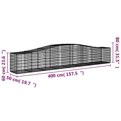 vidaXL Kaarevat kivikorit 5 kpl 400x50x60/80 cm galvanoitu rauta