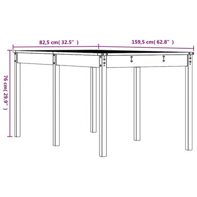 vidaXL Puutarhapöytä 159,5x82,5x76 cm täysi douglaskuusi