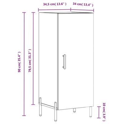 vidaXL Senkki ruskea tammi 34,5x34x90 cm tekninen puu