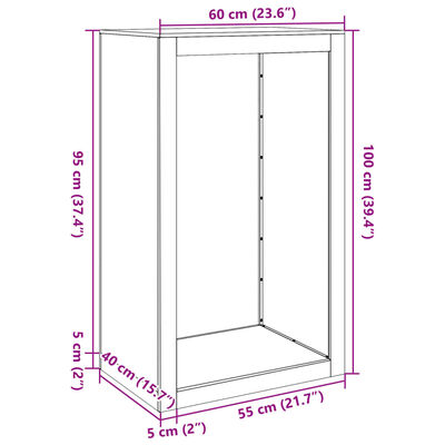 vidaXL Polttopuuteline musta 60x40x100 cm teräs