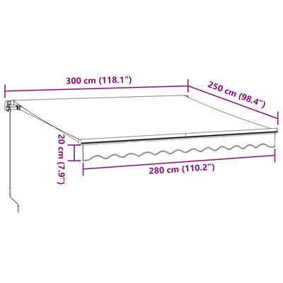 vidaXL Käsin kelattava markiisi viininpunainen 300x250 cm