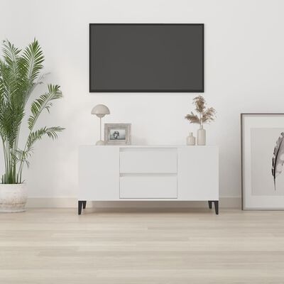 vidaXL TV-taso valkoinen 102x44,5x50 cm tekninen puu