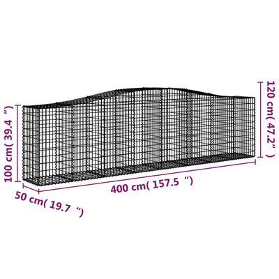 vidaXL Kaarevat kivikorit 2 kpl 400x50x100/120 cm galvanoitu rauta