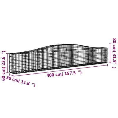 vidaXL Kaarevat kivikorit 4 kpl 400x30x60/80 cm galvanoitu rauta