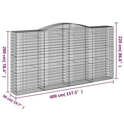 vidaXL Kaarevat kivikorit 6 kpl 400x50x200/220 cm galvanoitu rauta