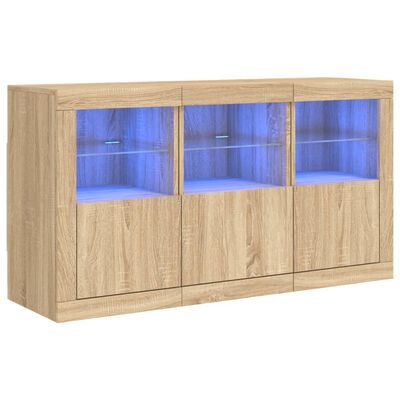 vidaXL Senkki LED-valoilla Sonoma-tammi 123x37x67 cm