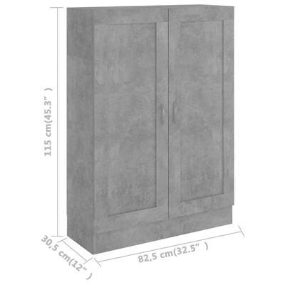 vidaXL Kirjahylly betoninharmaa 82,5x30,5x115 cm tekninen puu