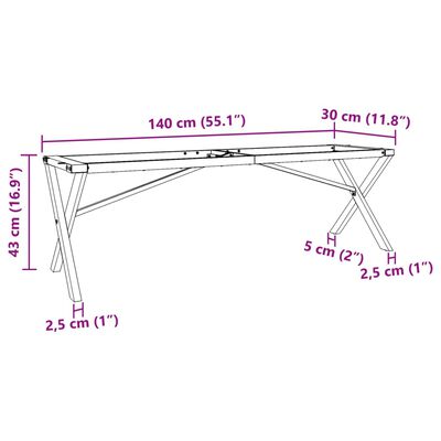 vidaXL Sohvapöydän jalat X-muoto 140x30x43 cm valurauta