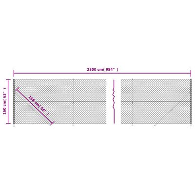 vidaXL Verkkoaita laipalla hopea 1,6x25 m