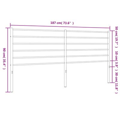 vidaXL Metallinen sängynpääty valkoinen 180 cm