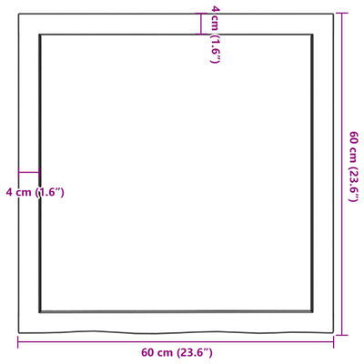 vidaXL Pöytälevy vaaleanruskea 60x60x(2-6) cm käsitelty täystammi