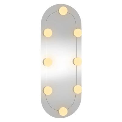 vidaXL Seinäpeili LED-valoilla 20x50 cm lasi ovaali