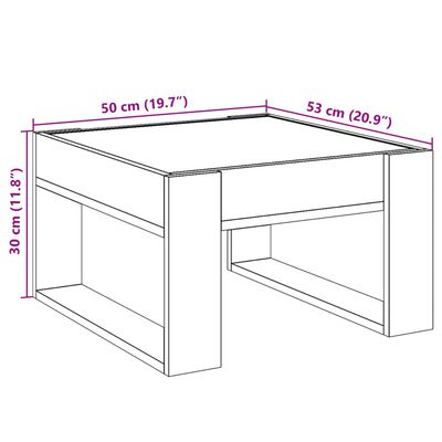 vidaXL sohvapöytä Infinity LED-valoilla harmaa Sonoma 50x53x30 cm