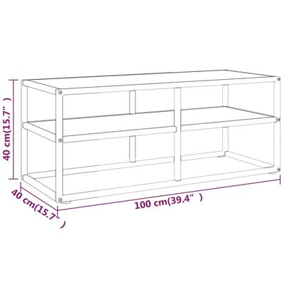 vidaXL TV-taso musta valkoisella marmorilasilla 100x40x40 cm