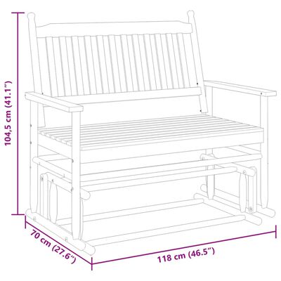 vidaXL Liukupenkki ruskea 118x70x104,5 cm täysi haapa