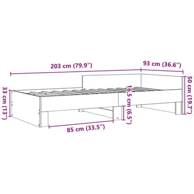 vidaXL Sängynrunko Sonoma-tammi 90x200 cm tekninen puu