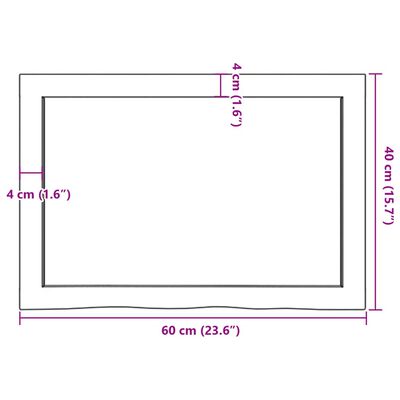 vidaXL Pöytälevy 60x40x(2-4) cm käsittelemätön täystammi